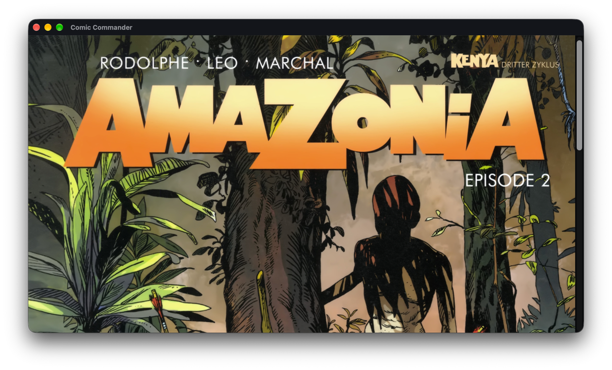 The reader at full window width: the cover of Amazonia, episode 2, without any toolbar