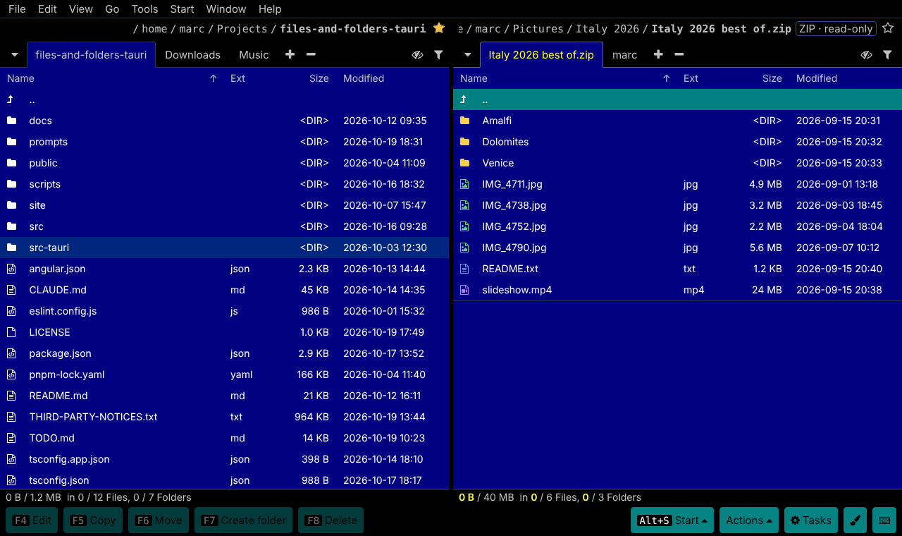 Inside the archive Italy 2026 best of.zip: folders and photos, the header says ZIP, read-only